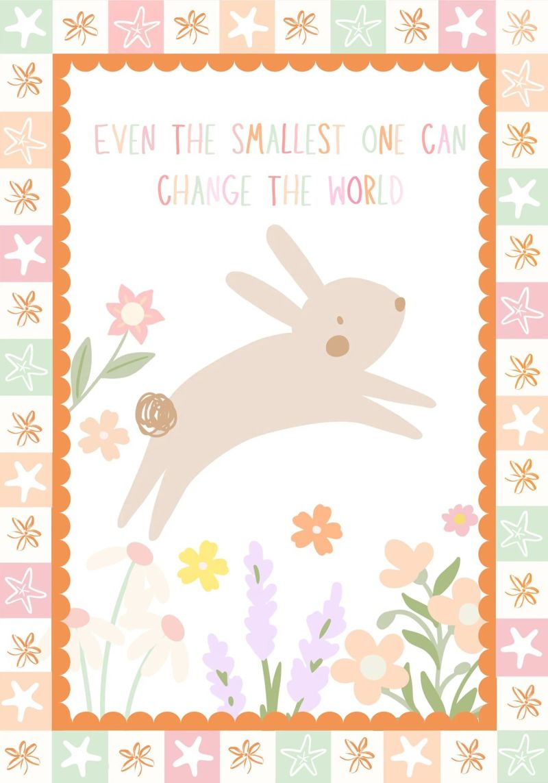 Bunny Print, Kids Playroom, Nursery Decor, Flower Print poster by SunshinePrints