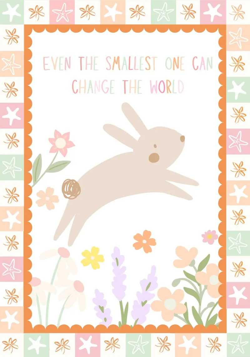 Bunny Print, Kids Playroom, Nursery Decor, Flower Print poster by SunshinePrints