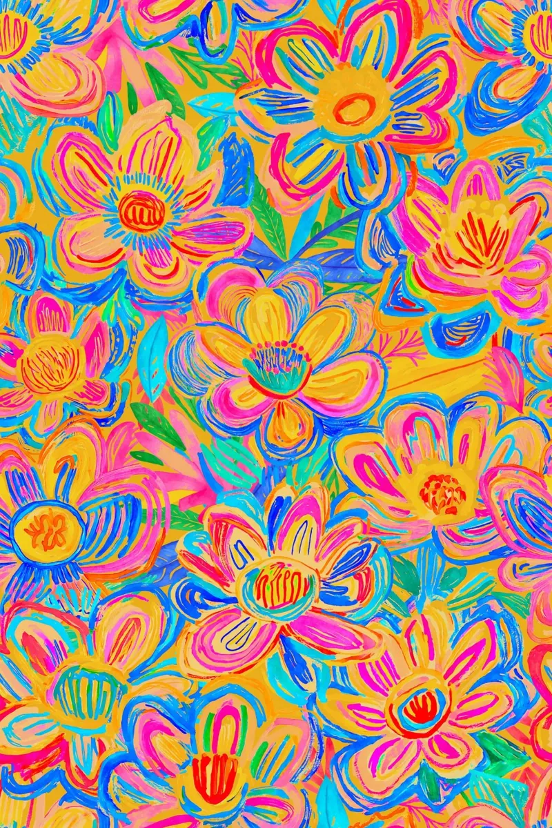 Groovy Bold Pop Art Doodle Summer Flower Vibes pellicola backlit da Andrea Haase Modern Home