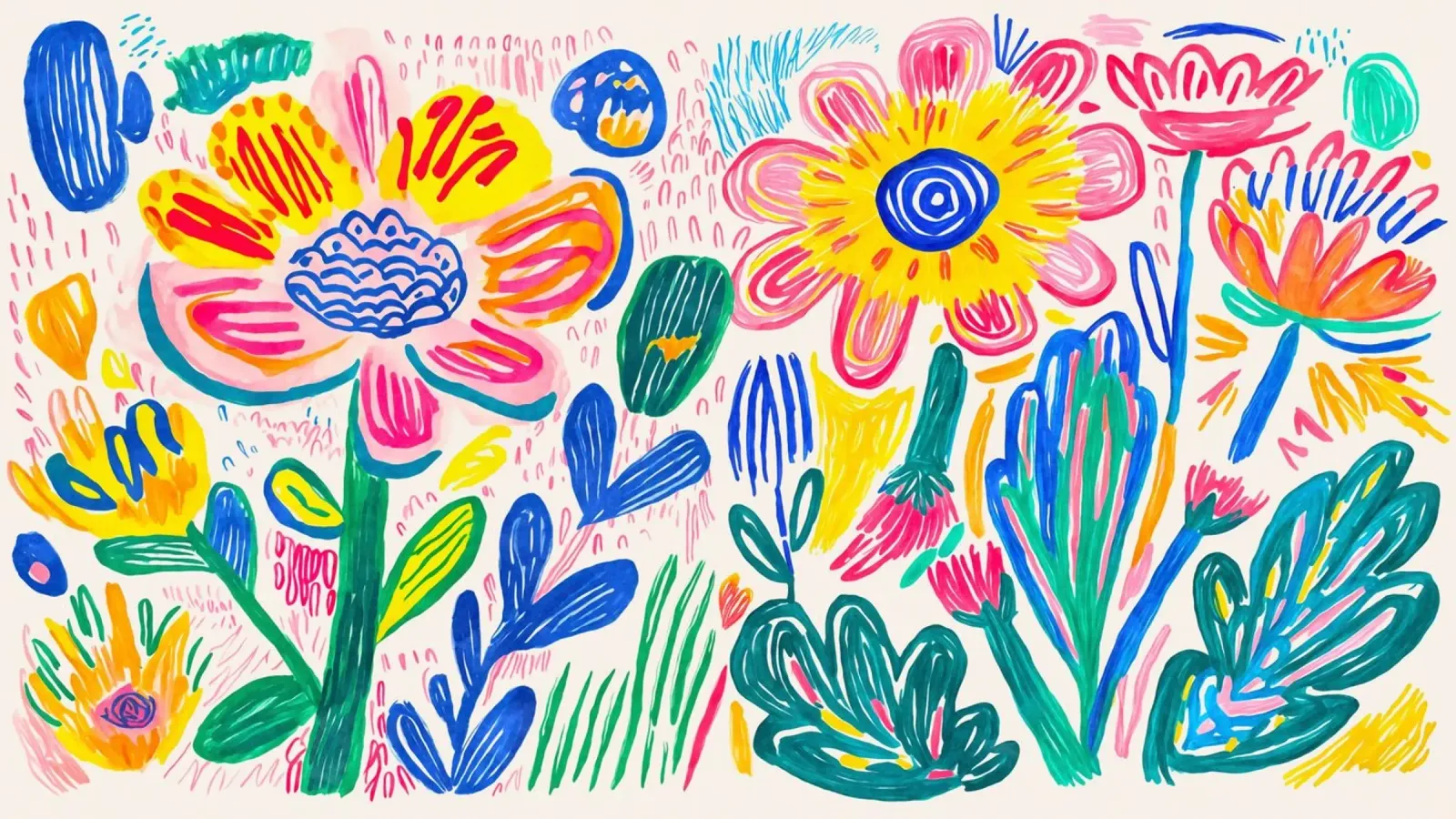 Groovy Doodle Pop Art Fiore Prato pellicola backlit da Andrea Haase Modern Home