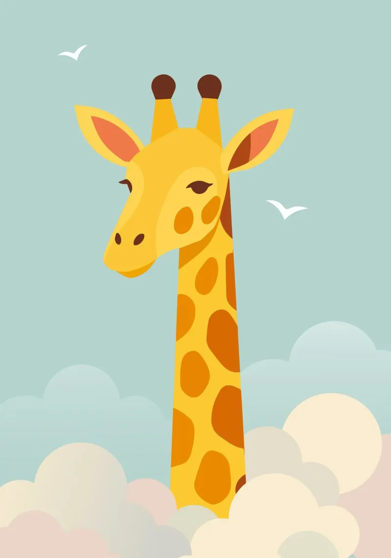 Giraffa gentile sopra le nuvole - motivo animale onirico pellicola backlit da namosh