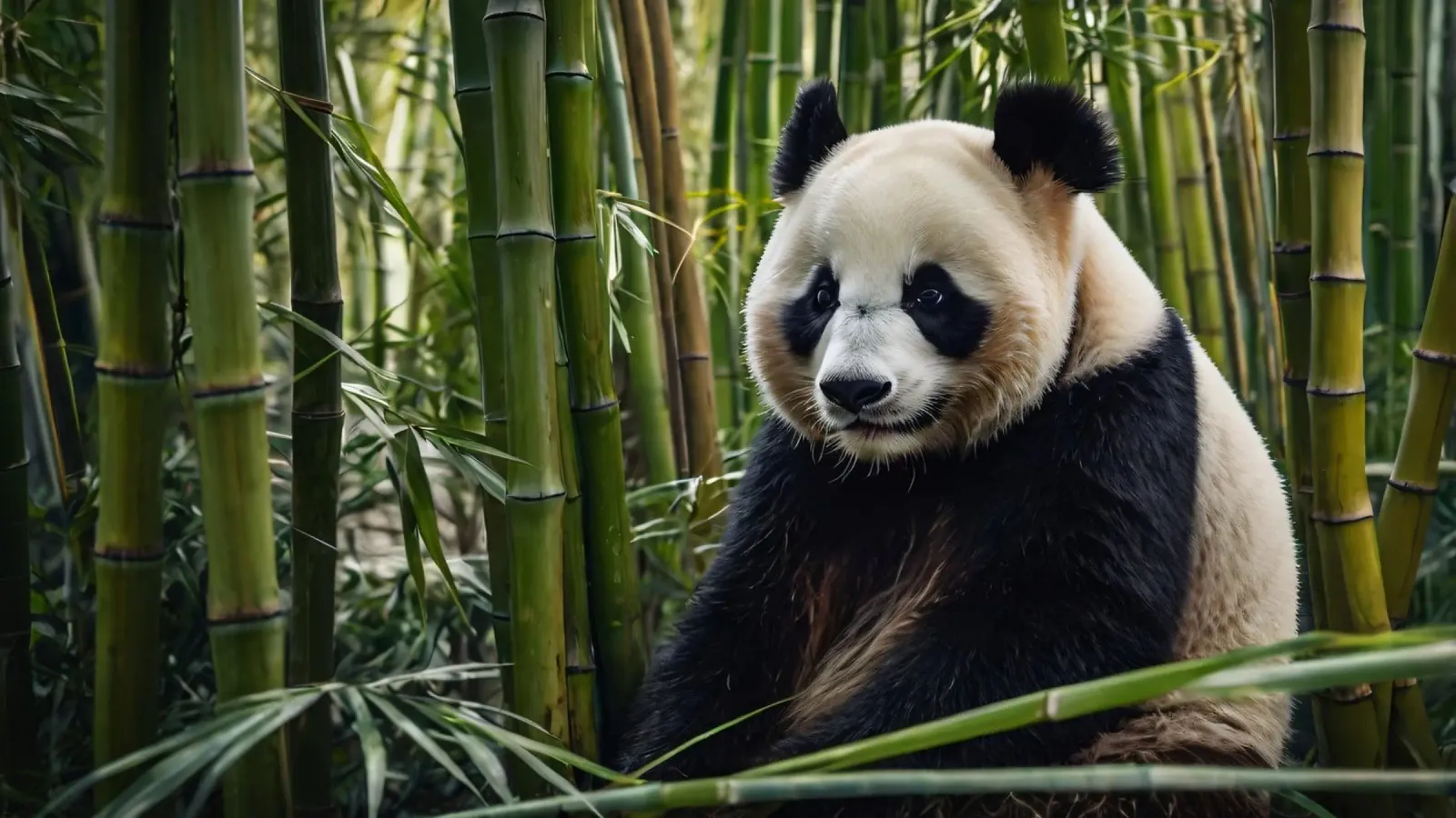 Un enorme panda riposa in un lussureggiante boschetto di bambù plexiglass da DesignDoodle