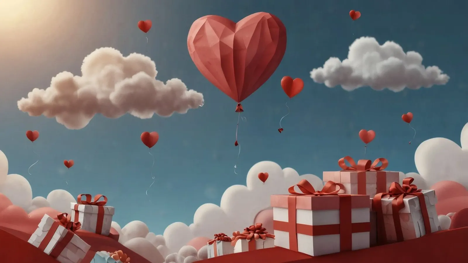 Festeggiamento di San Valentino con palloncini a forma di cuore pellicola backlit da DesignDoodle