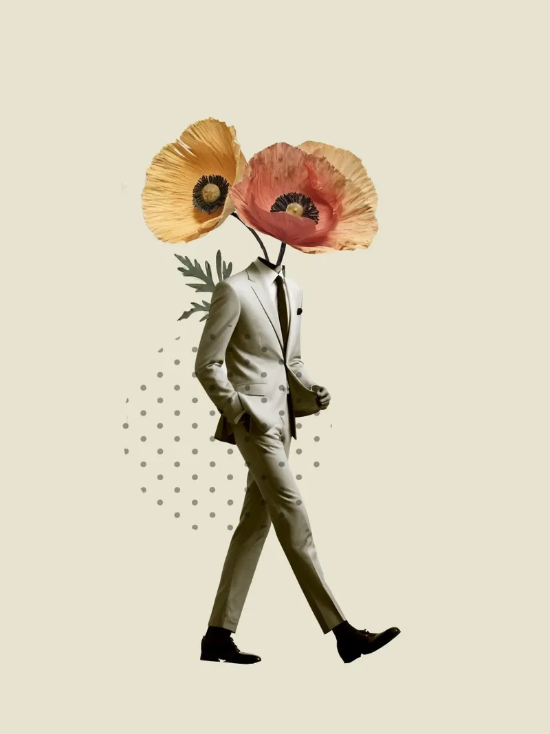 Floral Gentleman poster con telaio in plastica da Indigo Rain