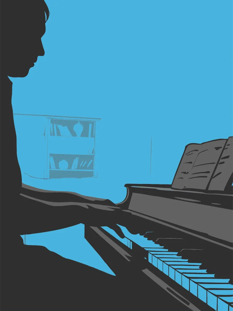 Suonare il pianoforte poster con telaio in plastica da MUSIC EDITION