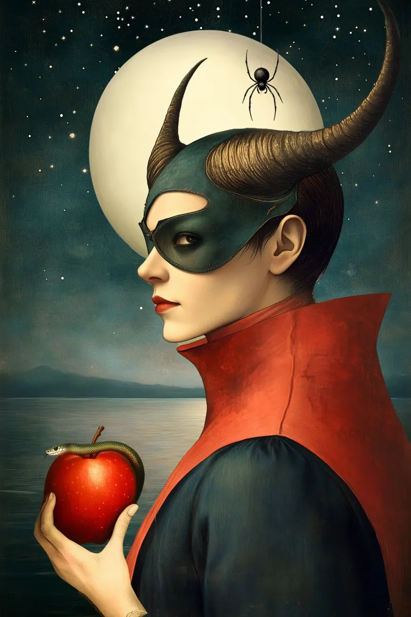 Christephania Tarot - The Devil canvas with Floater frame by christephania