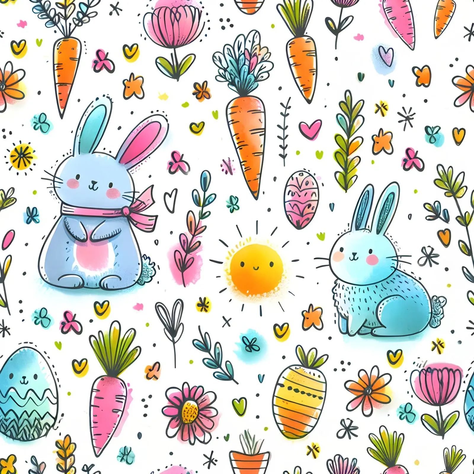 Paashaas krabbels canvas met Baklijst van Happy Littles