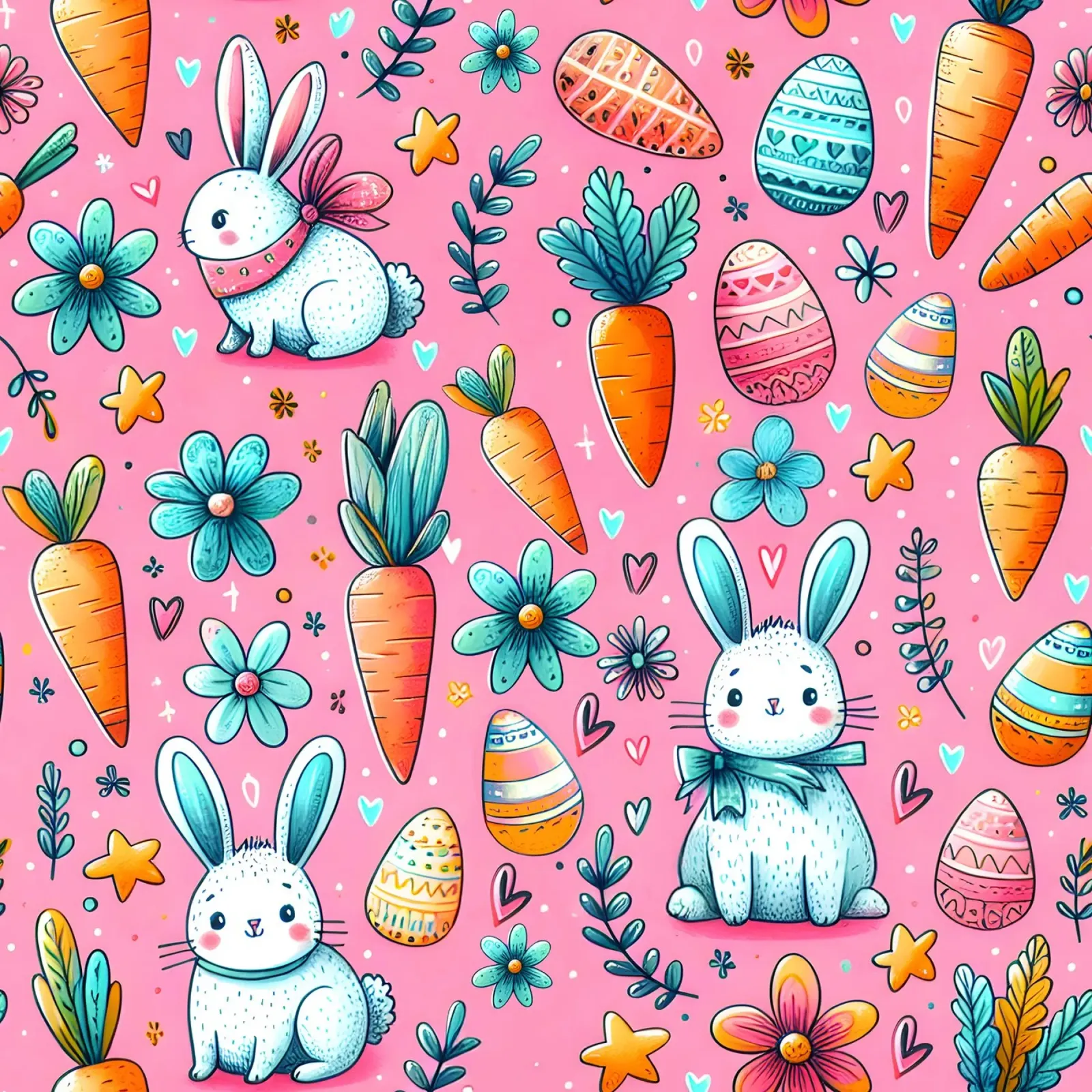 Scarabocchi del coniglietto di Pasqua poster da Happy Littles