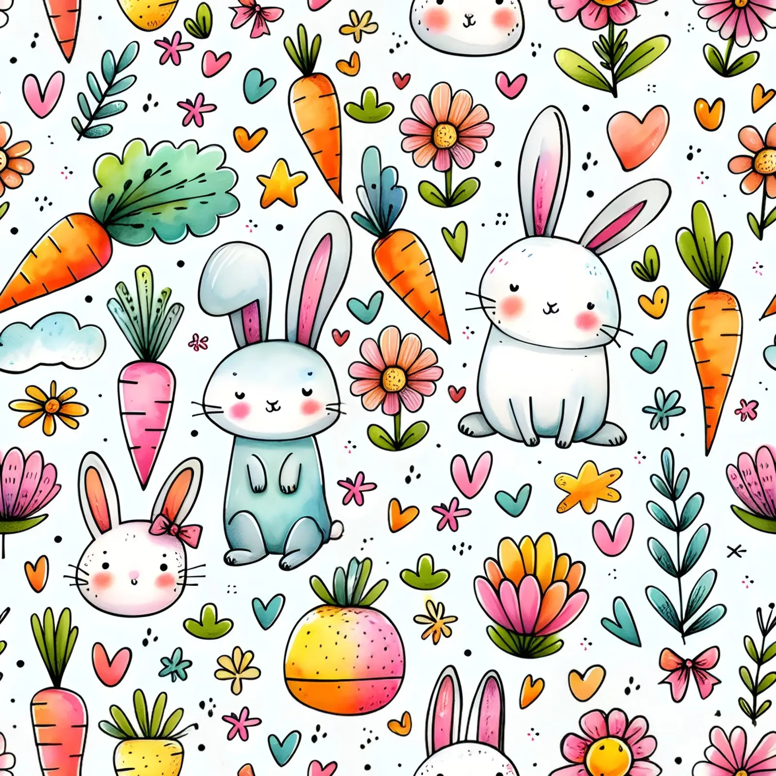 Scarabocchi del coniglietto di Pasqua carta hahnemühle da Happy Littles