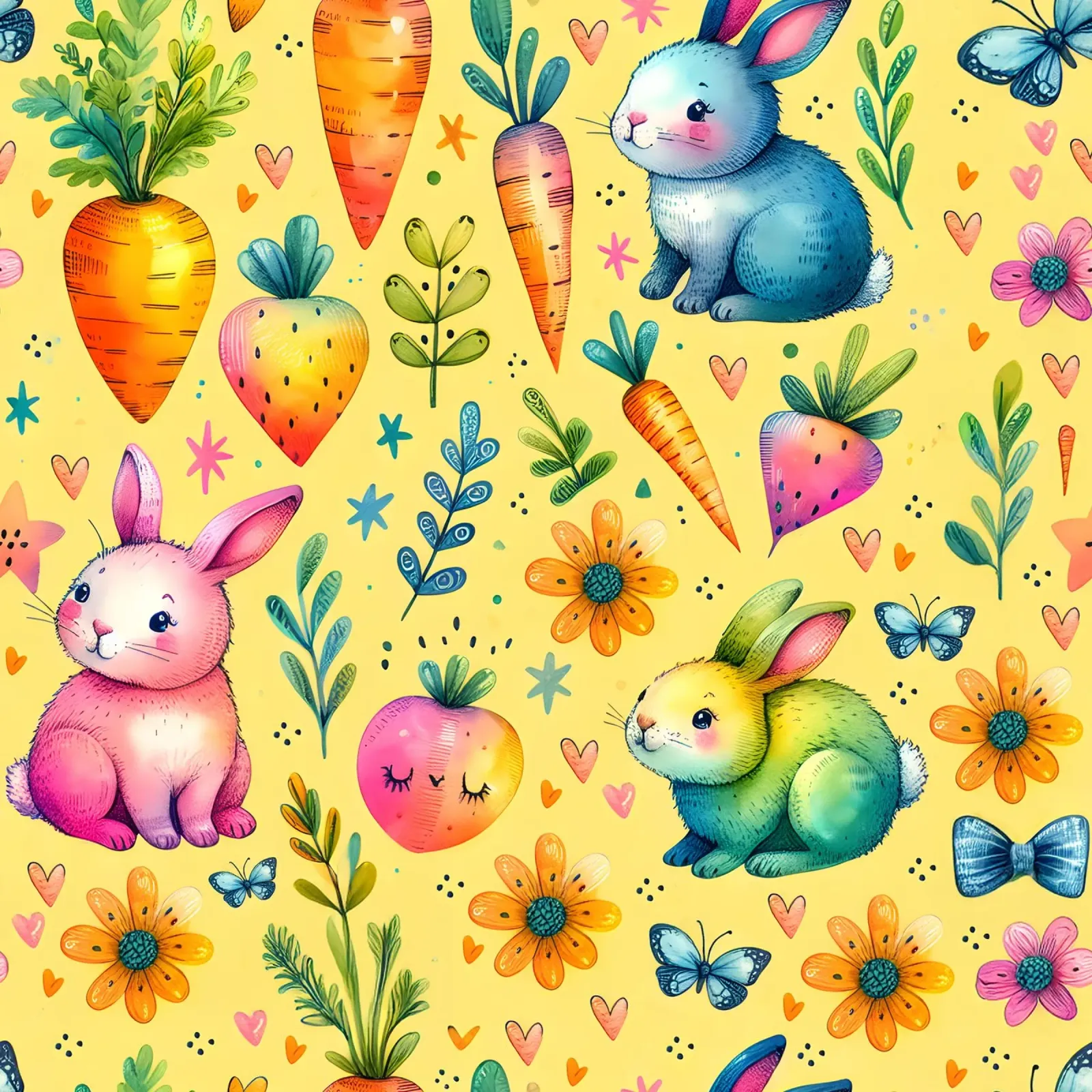 Scarabocchi del coniglietto di Pasqua poster da Happy Littles