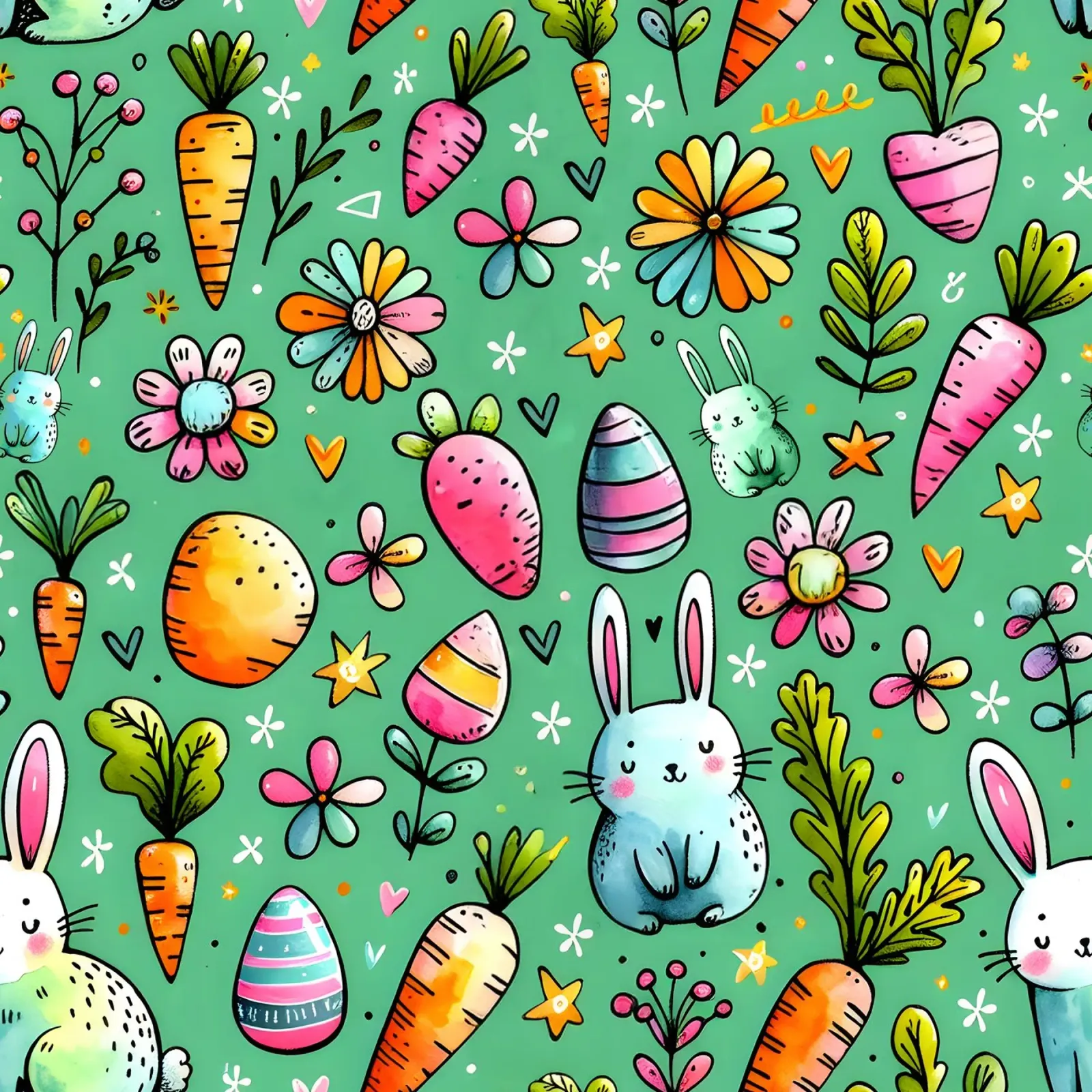 Scarabocchi del coniglietto di Pasqua poster da Happy Littles