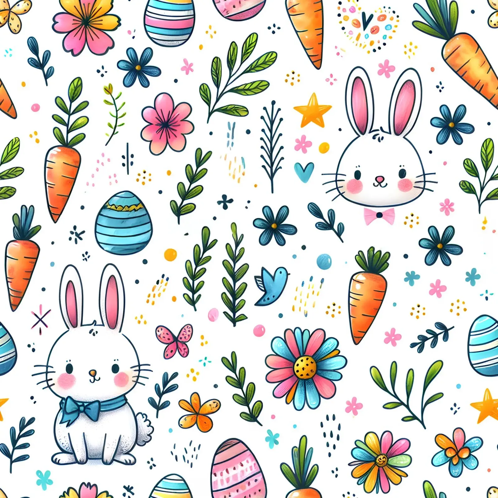 Scarabocchi del coniglietto di Pasqua poster da Happy Littles