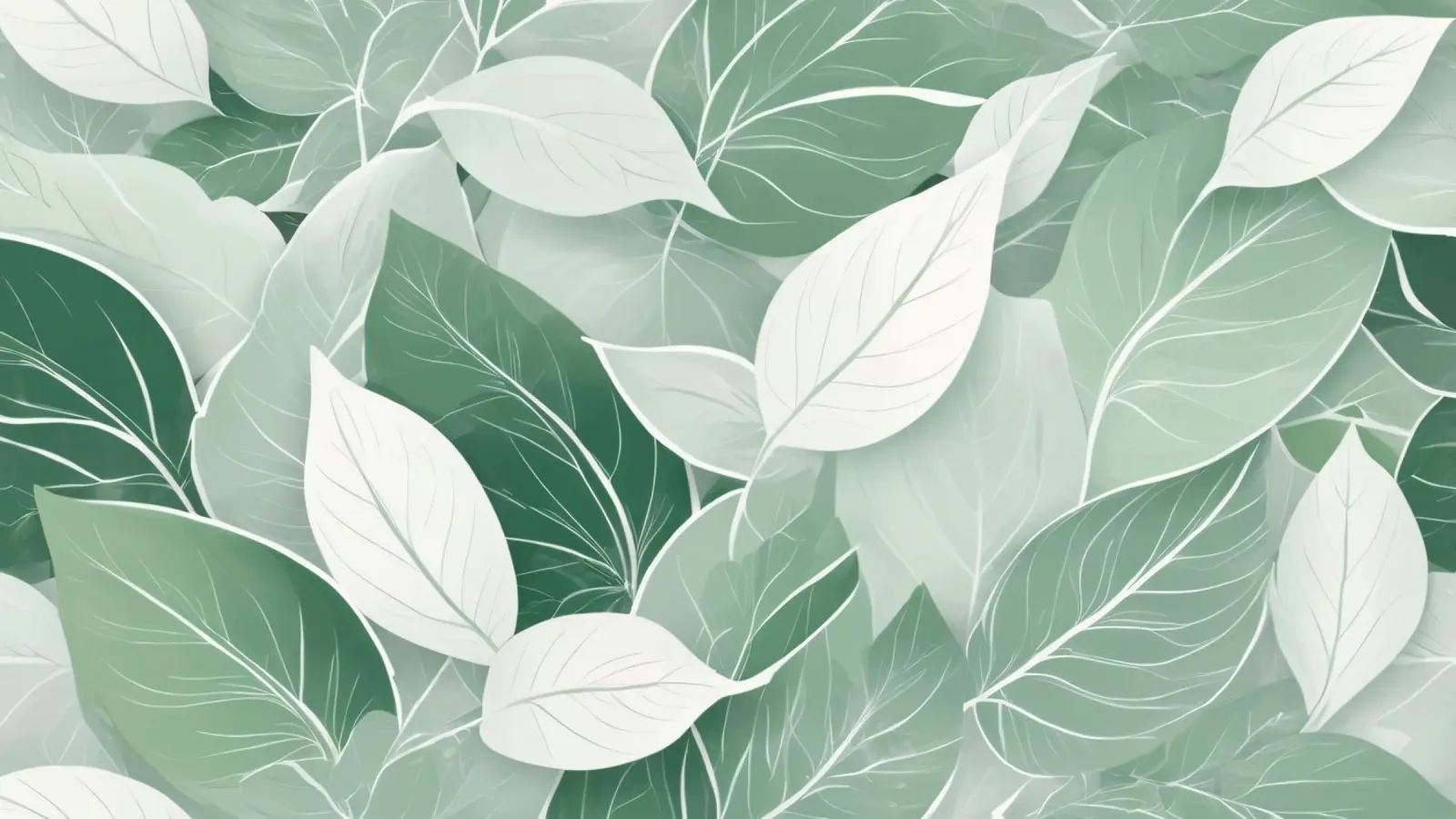 Soft green leaves create a calming botanical pattern canvas by DesignDoodle