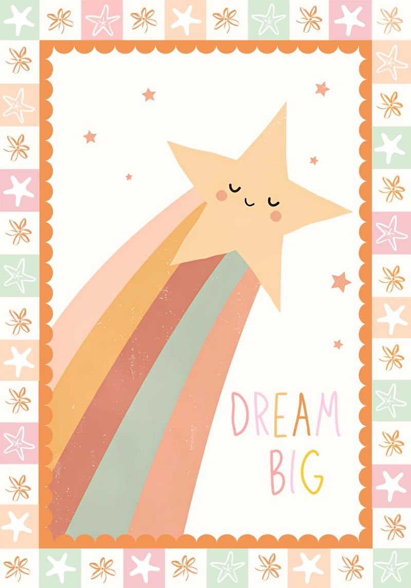 Dream Big, Shooting Star Poster, Nursery Decor, Playroom Art poster by SunshinePrints