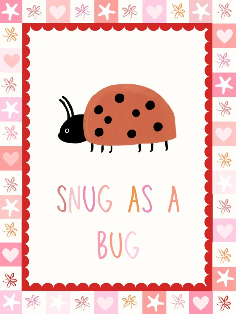 Snug as a bug, Ladybug Print, Nursery Wall Art canvas by SunshinePrints