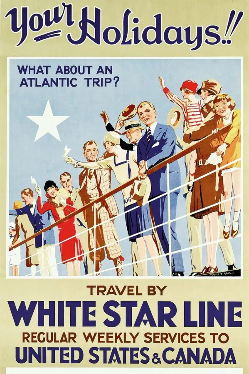 Your Holidays! Travel by the White Star Line poster con telaio in legno da ARTOTHEK