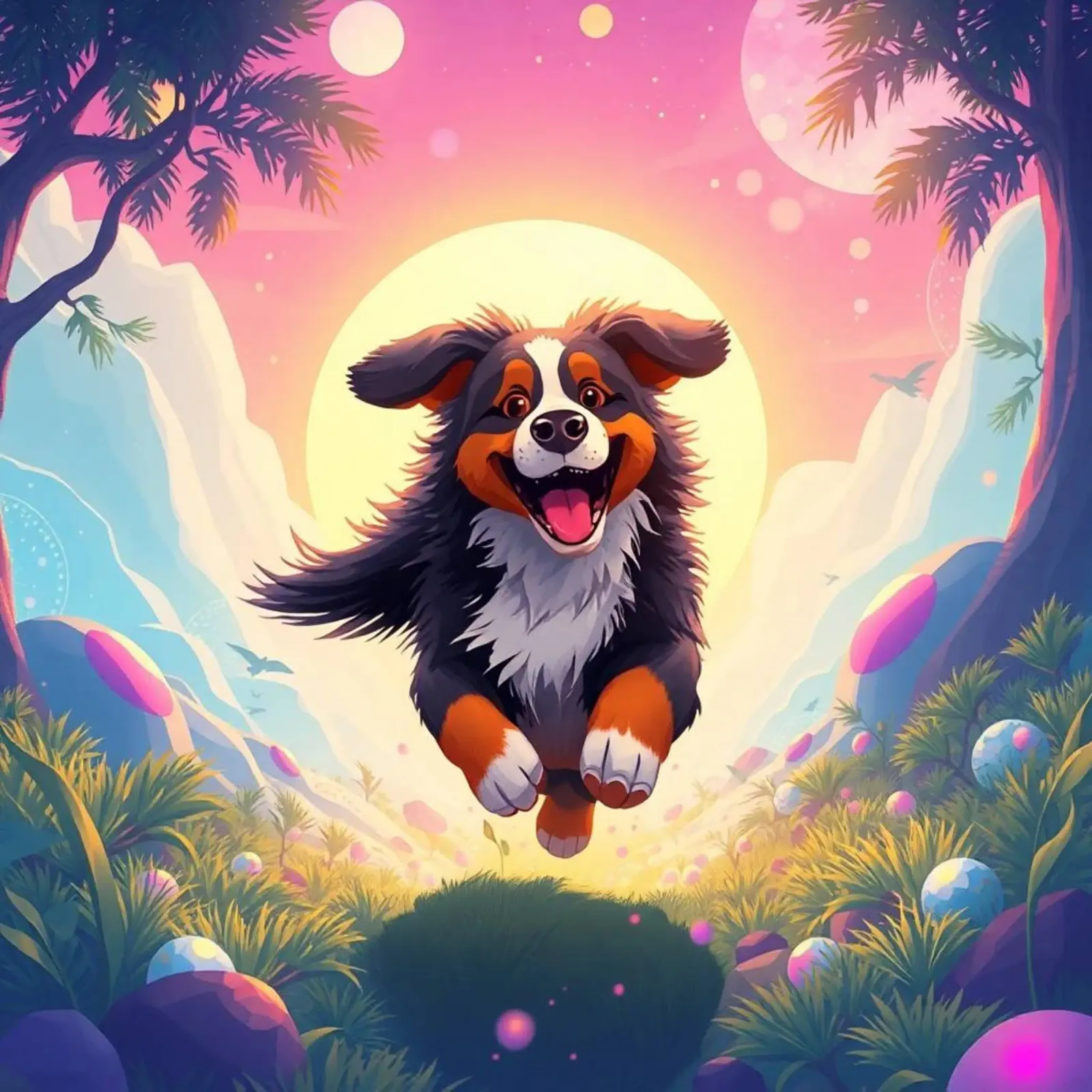 Beautiful Bernese Mountain Dog #92 canvas with Floater frame by Yumis.Beargang.and.Me