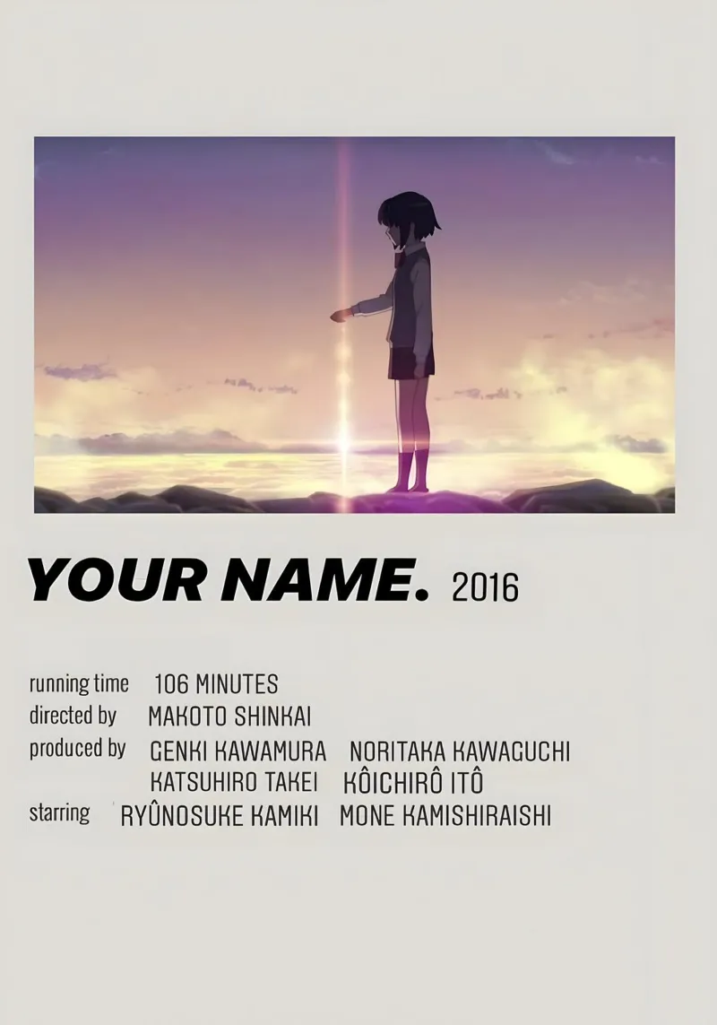 YOUR NAME.  2016 pellicola backlit da Totoya