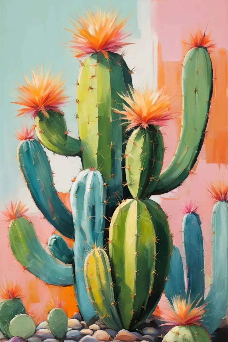 Sunset Cactus Garden Leinwand von Indigo Rain