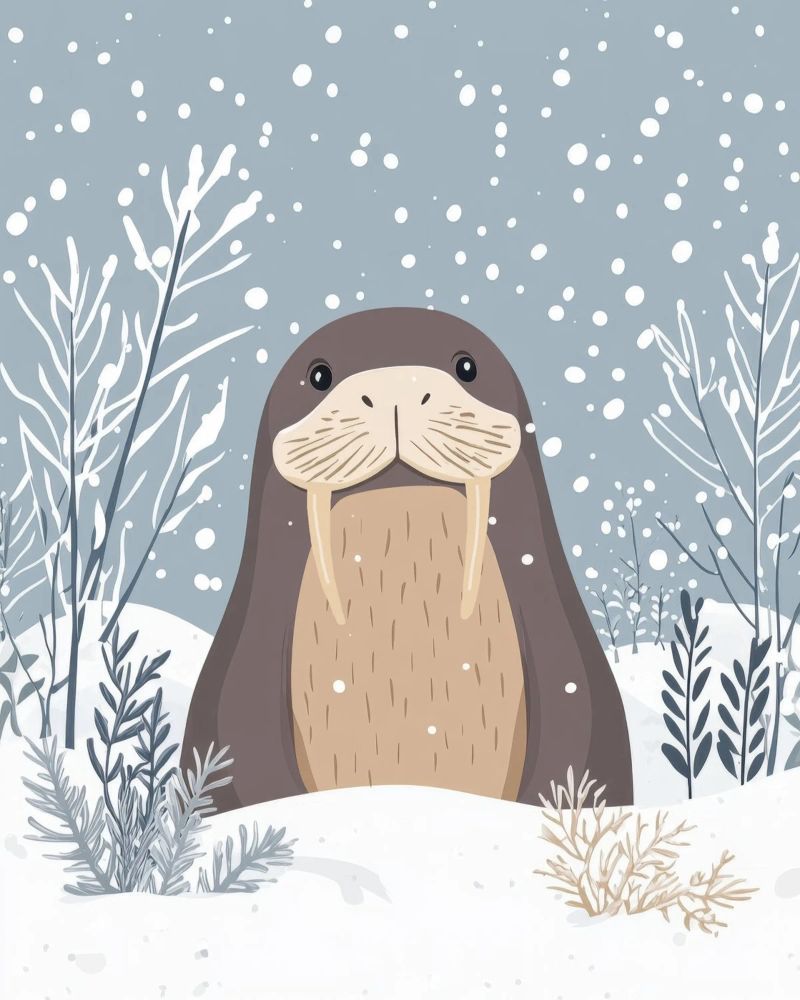 Grillige walrus poster van Happy Littles