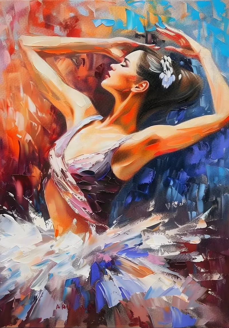Tänzelndes Mädchen Ölgemälde Poster von Artful Muse