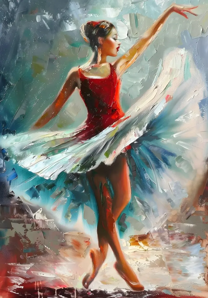 Peinture à l'huile d'une jeune fille dansante poster de Artful Muse