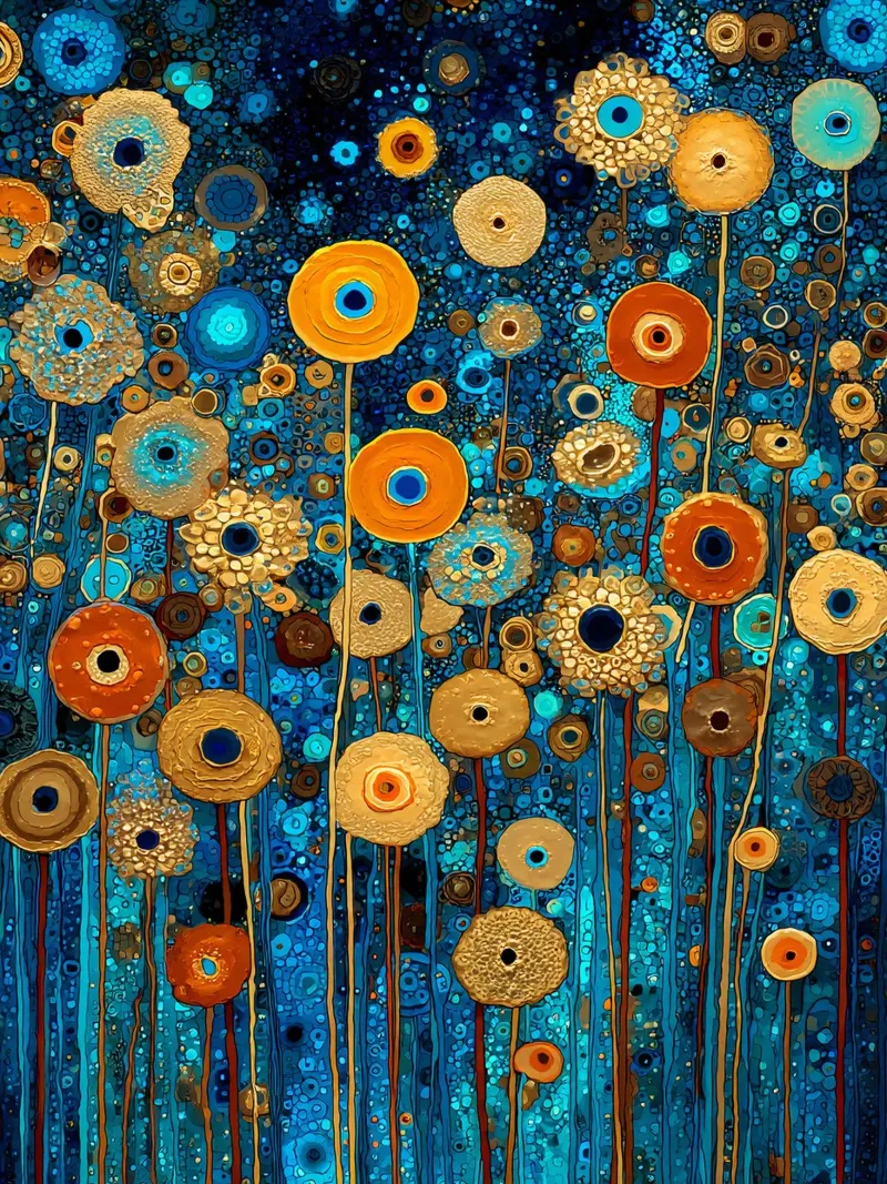 Flowers Garden Abstract A, style Gustav Klimt alluminio dibond da Mateo