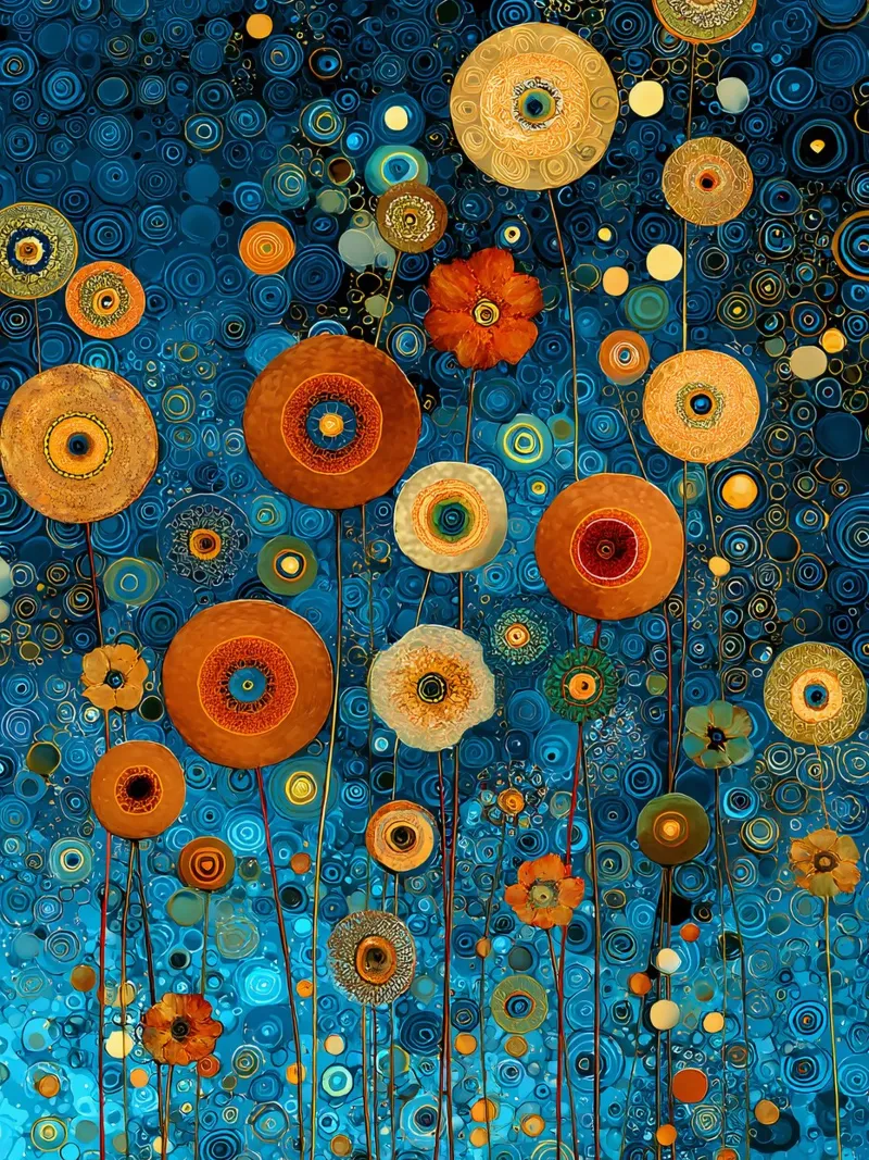 Flowers Garden Abstract B, style Gustav Klimt poster da Mateo