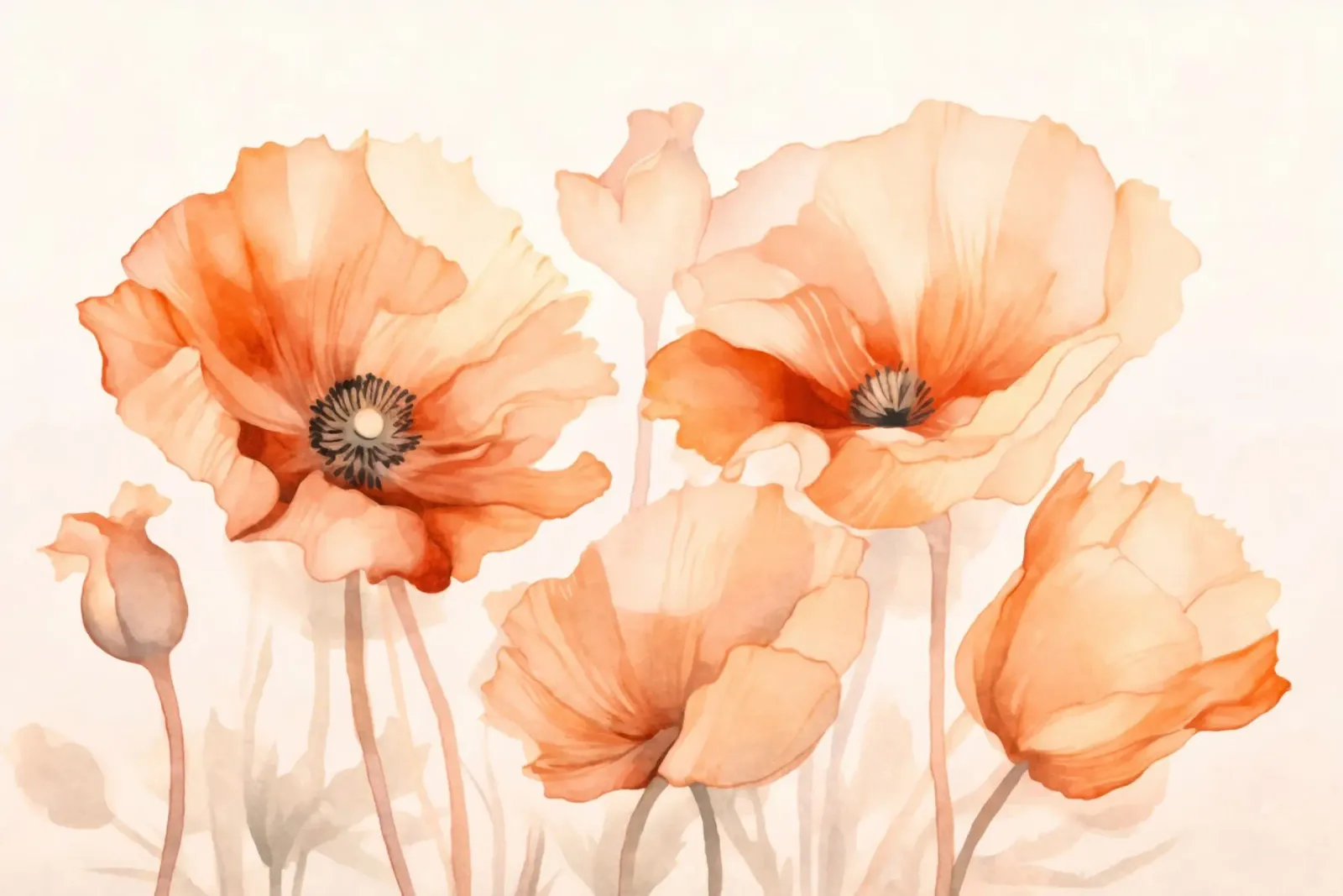 Pfirsich-Mohn-Blütenblatt Sommer-Ständchen Hahnemühle von Andrea Haase Floral Passion