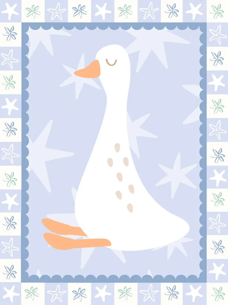 Stampa di un'oca, arte murale di animali per bambini, decorazione carina per la stanza dei giochi poster con telaio in alluminio da SunshinePrints