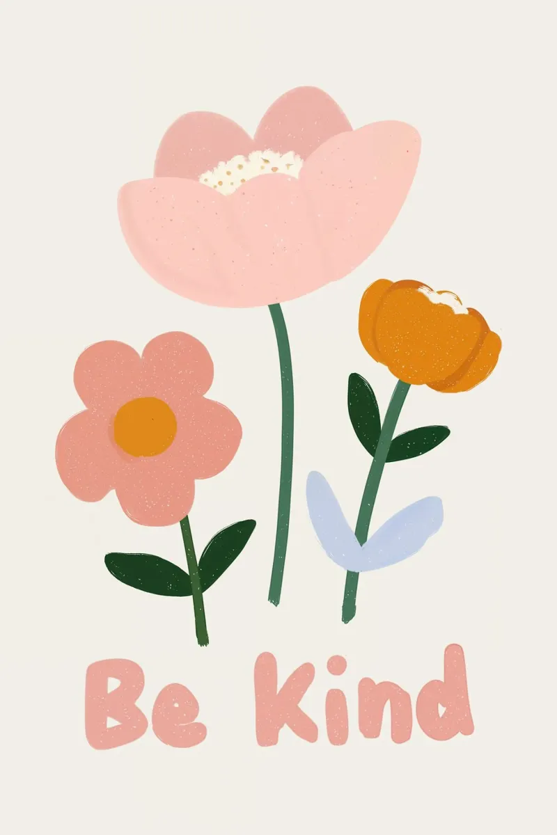 Essere gentili, poster floreale, arte murale per l'asilo nido, citazione positiva poster con telaio in plastica da Little Lola