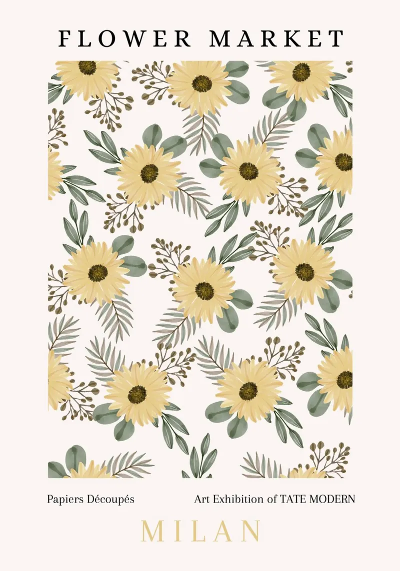 Poster espositivo del Mercato dei Fiori Girasole Botanico poster da NorwesClub