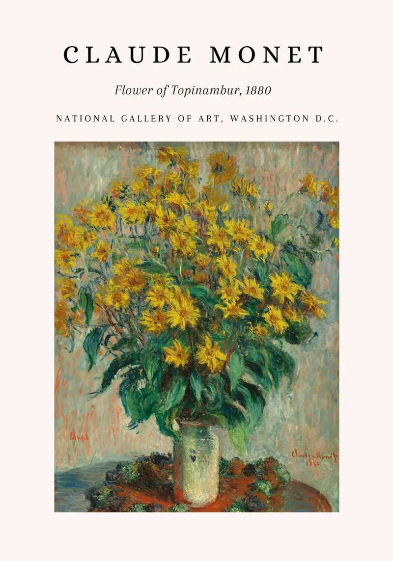 Claude Monet Fiore di Topinambur Poster museale d'epoca poster con telaio in alluminio da NorwesClub
