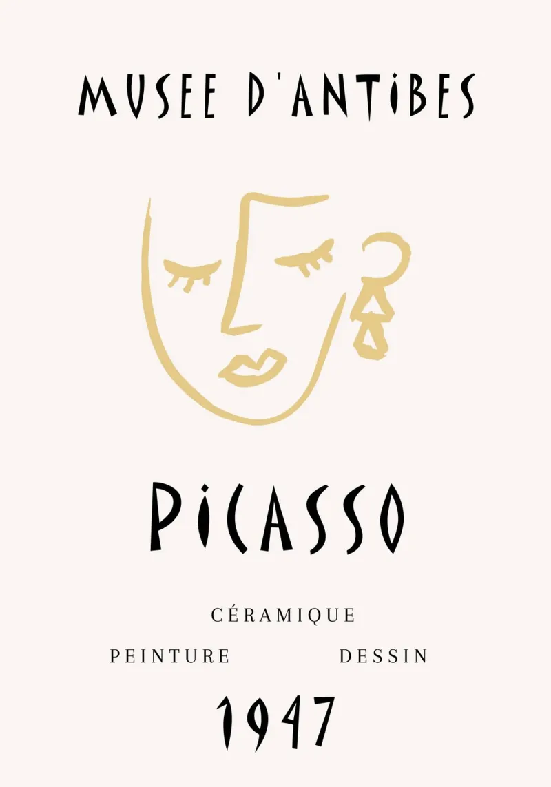 Picasso Musee d'Antibes Cara Abstracta Póster Vintage lienzo de NorwesClub