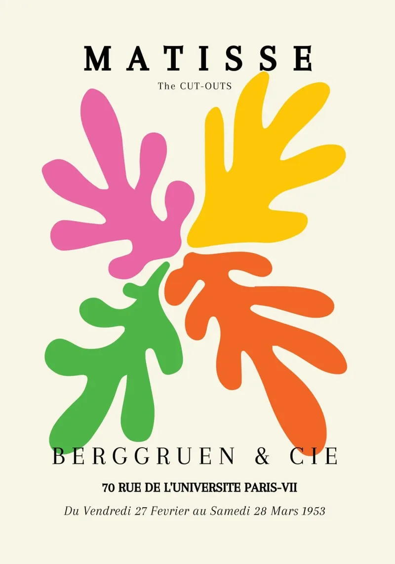 Matisse The Cut-outs Colourful Shapes Vintage Poster canvas by NorwesClub