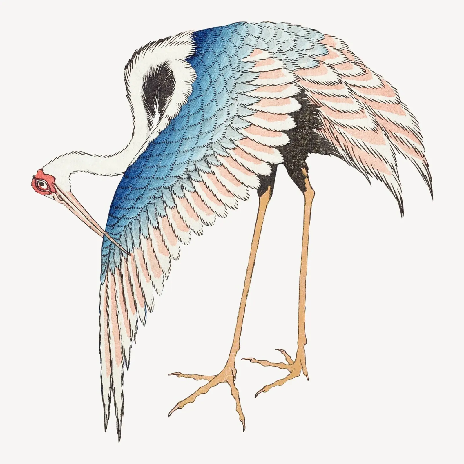 Hokusai Crane Traditional Japanese Art Print Vintage hahnemühle de NorwesClub