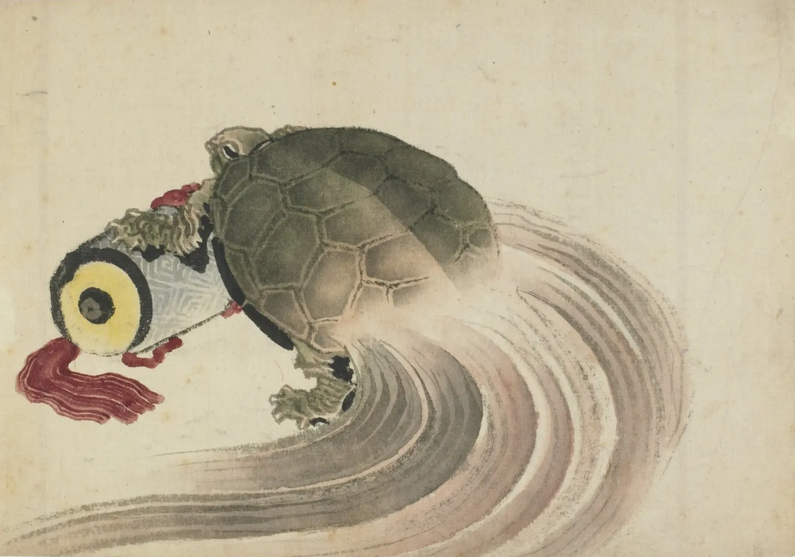 Hokusai Turtle on Scroll Traditional Japanese Print canvas with Floater frame by NorwesClub