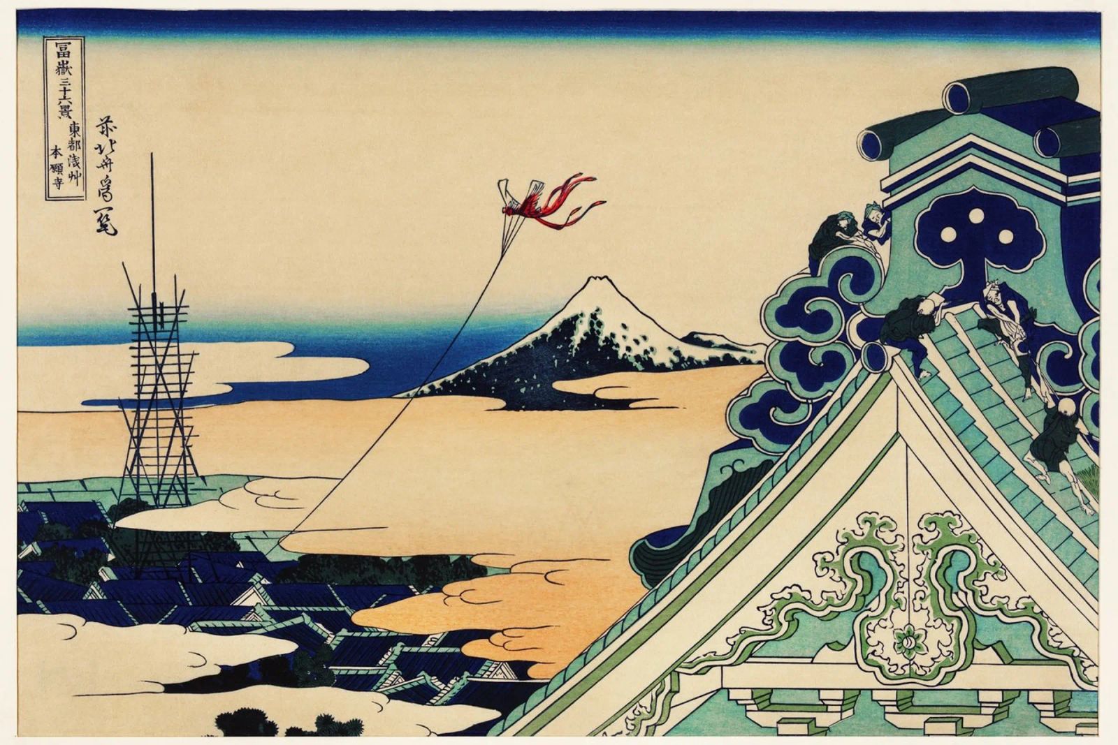 Hokusai Mount Fuji Asakusa Tempel Iconische Ukiyo-e Print poster van NorwesClub