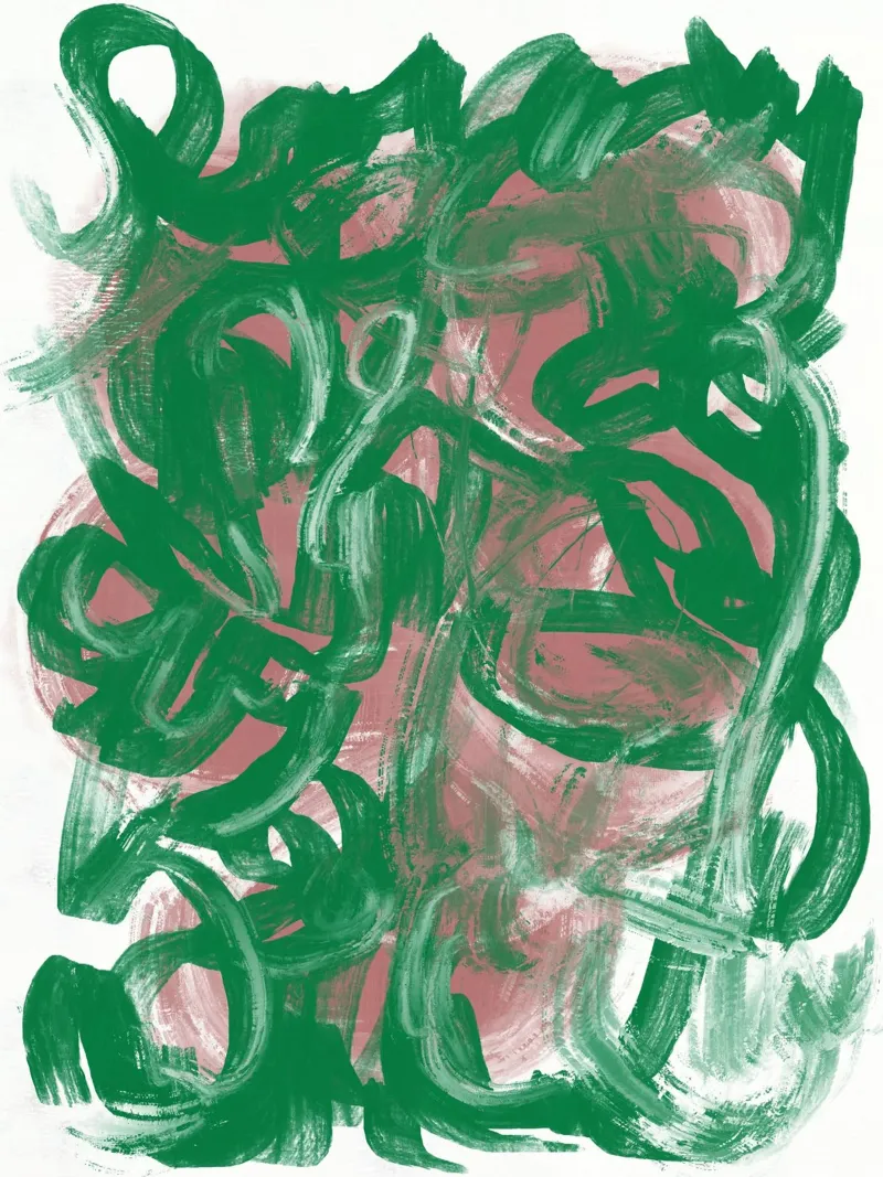 Chaos groen groot abstract canvas met Baklijst van Little Dean