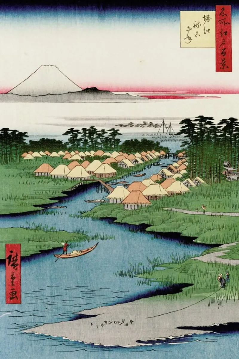 Hiroshige - Nekozane at Horikiri pellicola backlit da ARTOTHEK