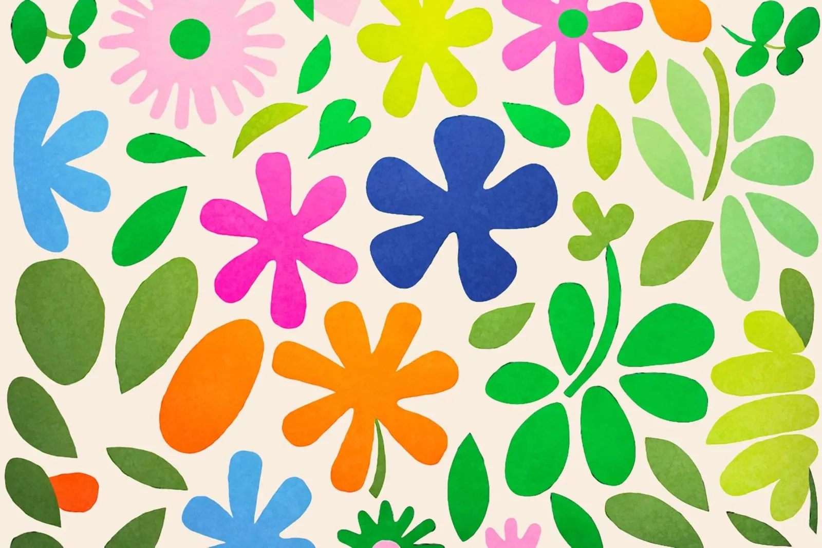 Prato estivo groovy di ispirazione matissiana poster con telaio in alluminio da Andrea Haase Modern Home