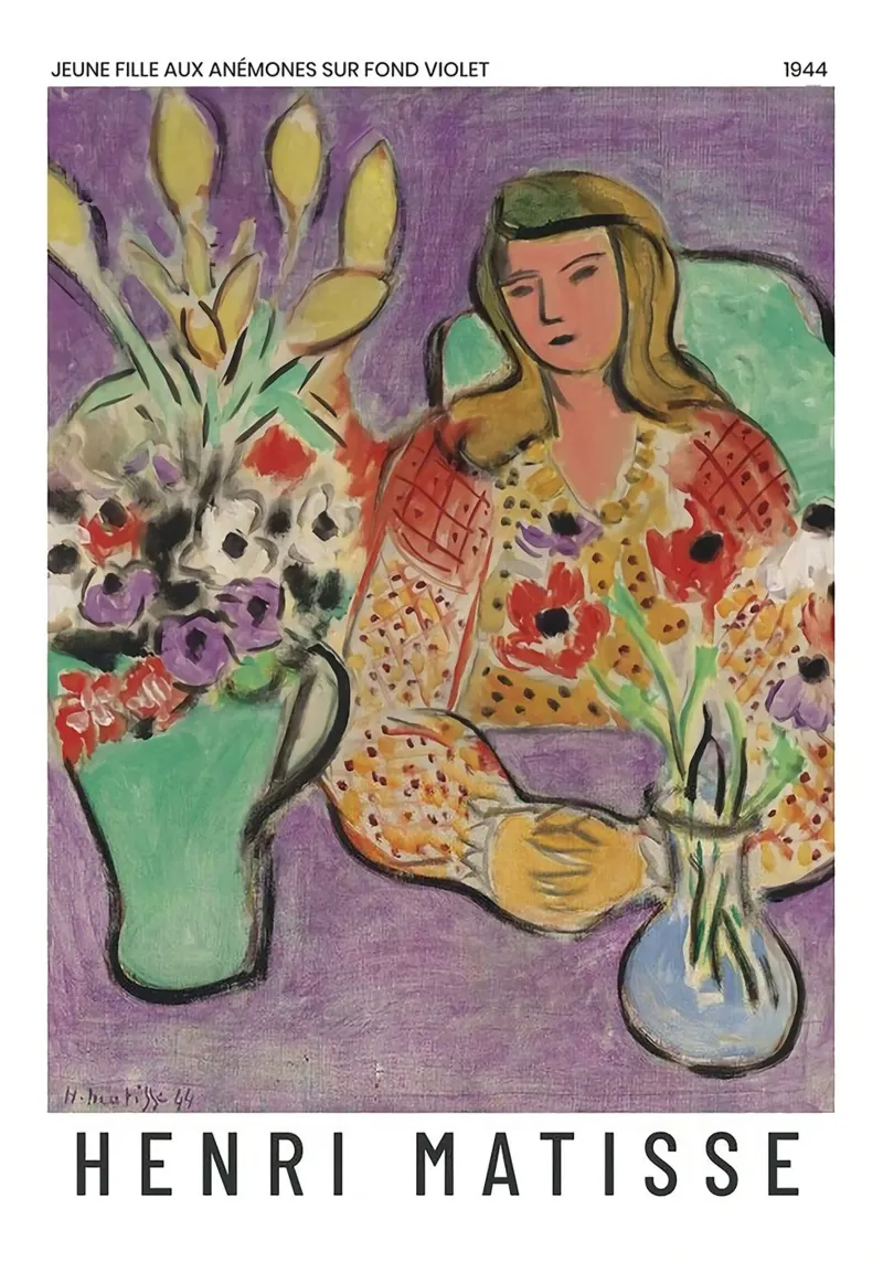 Henri Matisse - Ragazza con anemoni su sfondo viola pellicola backlit da Perdana shop