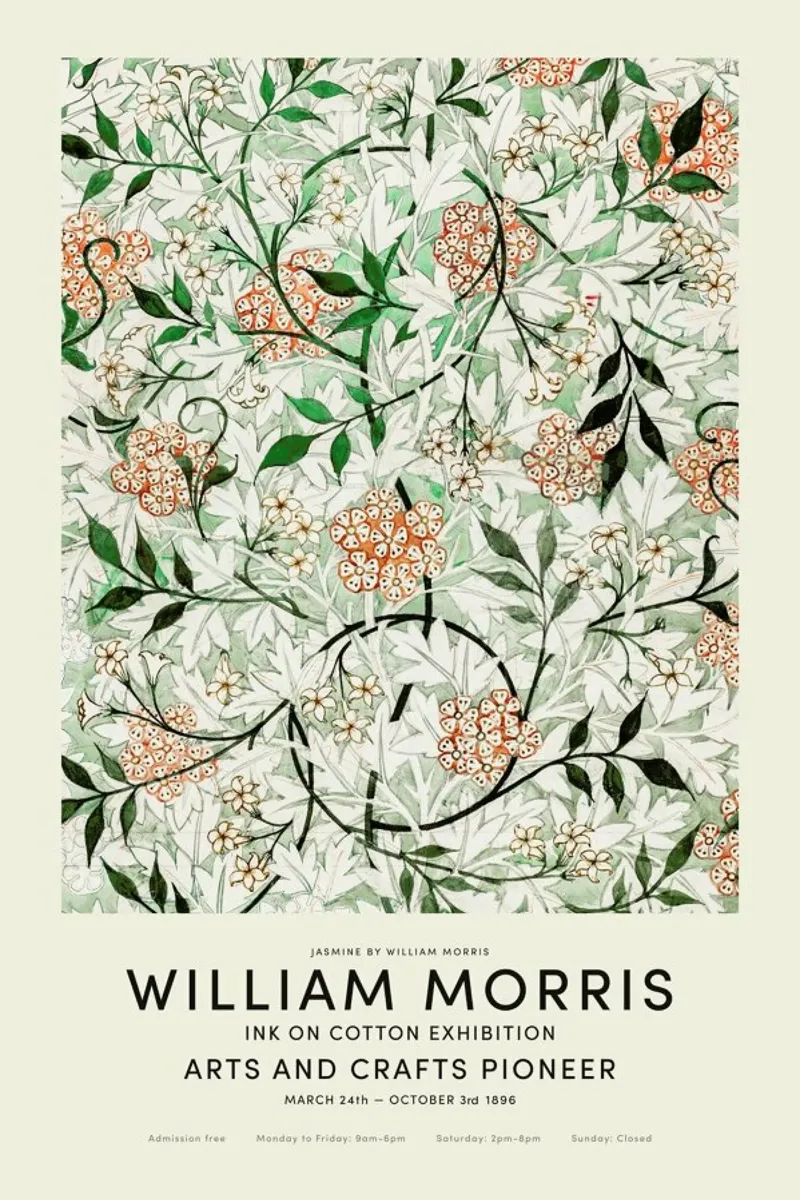 William Morris - Jasmine Exhibition poster con telaio in plastica da Vintage by JUNIQE