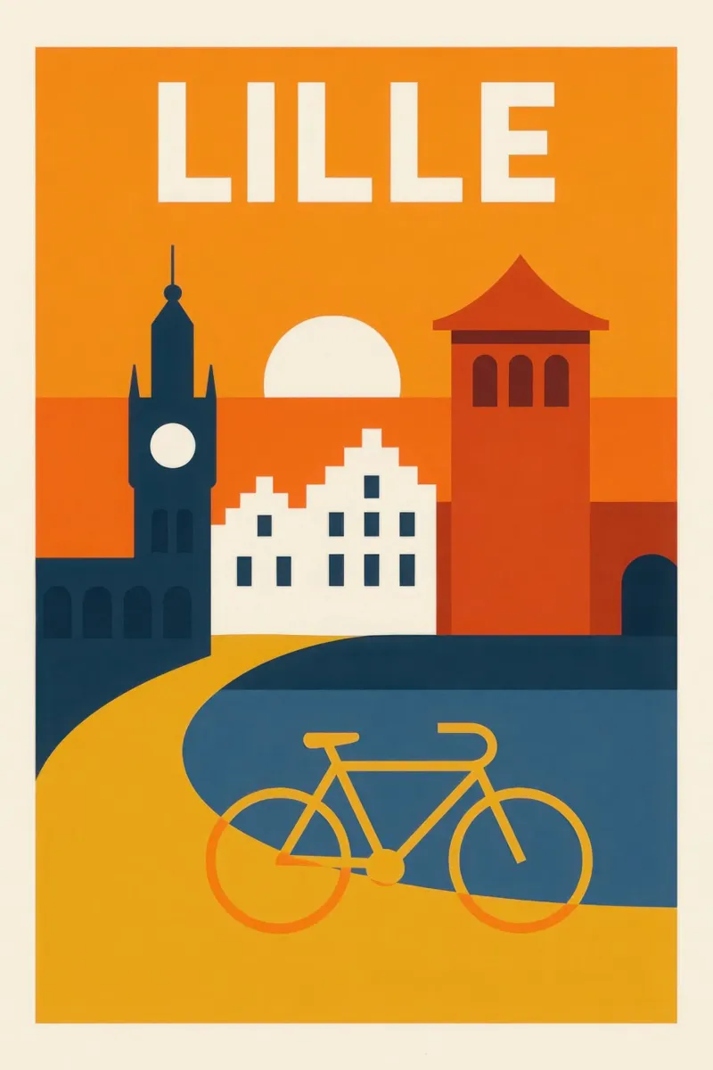 Lille, zwischen nordischem Kopfsteinpflaster und flamboyantem Schlafengehen Poster von JETLAG | affiches voyage