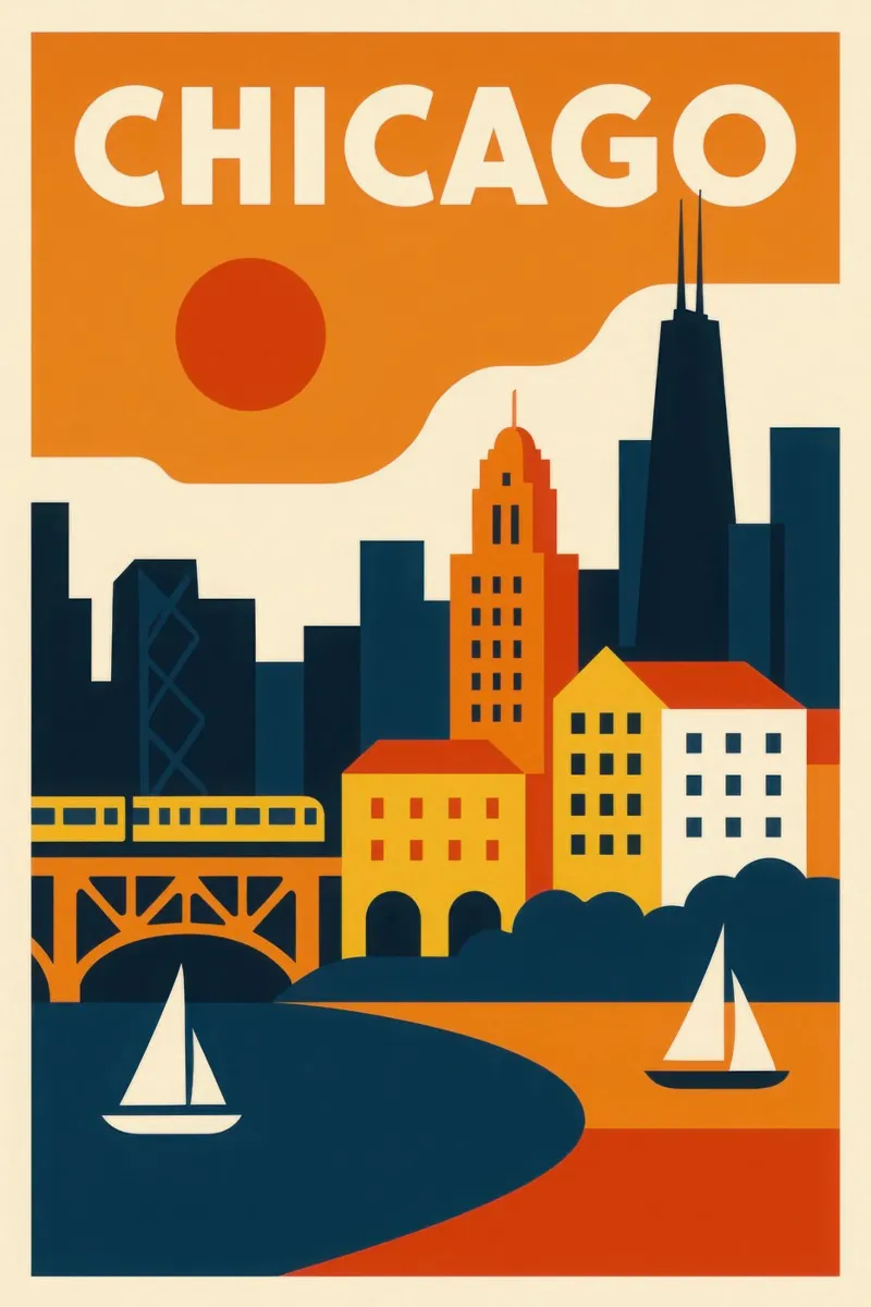 Chicago, skylines en stedelijk tempo acryl van JETLAG | affiches voyage