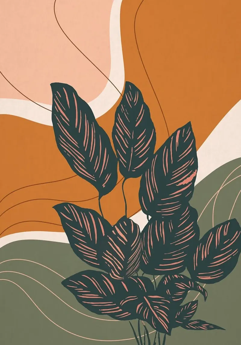 Abstracte botanische kunst canvas met Baklijst van Abstract Botanical Art