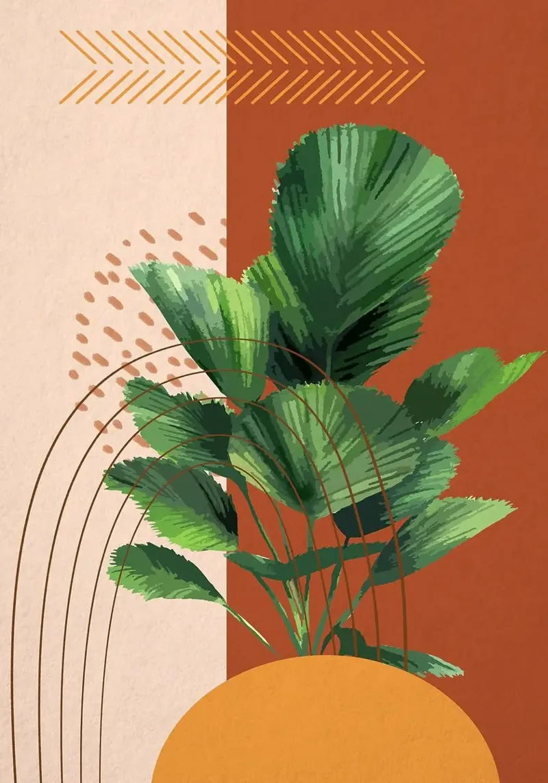 Abstracte botanische kunst canvas met Baklijst van Abstract Botanical Art