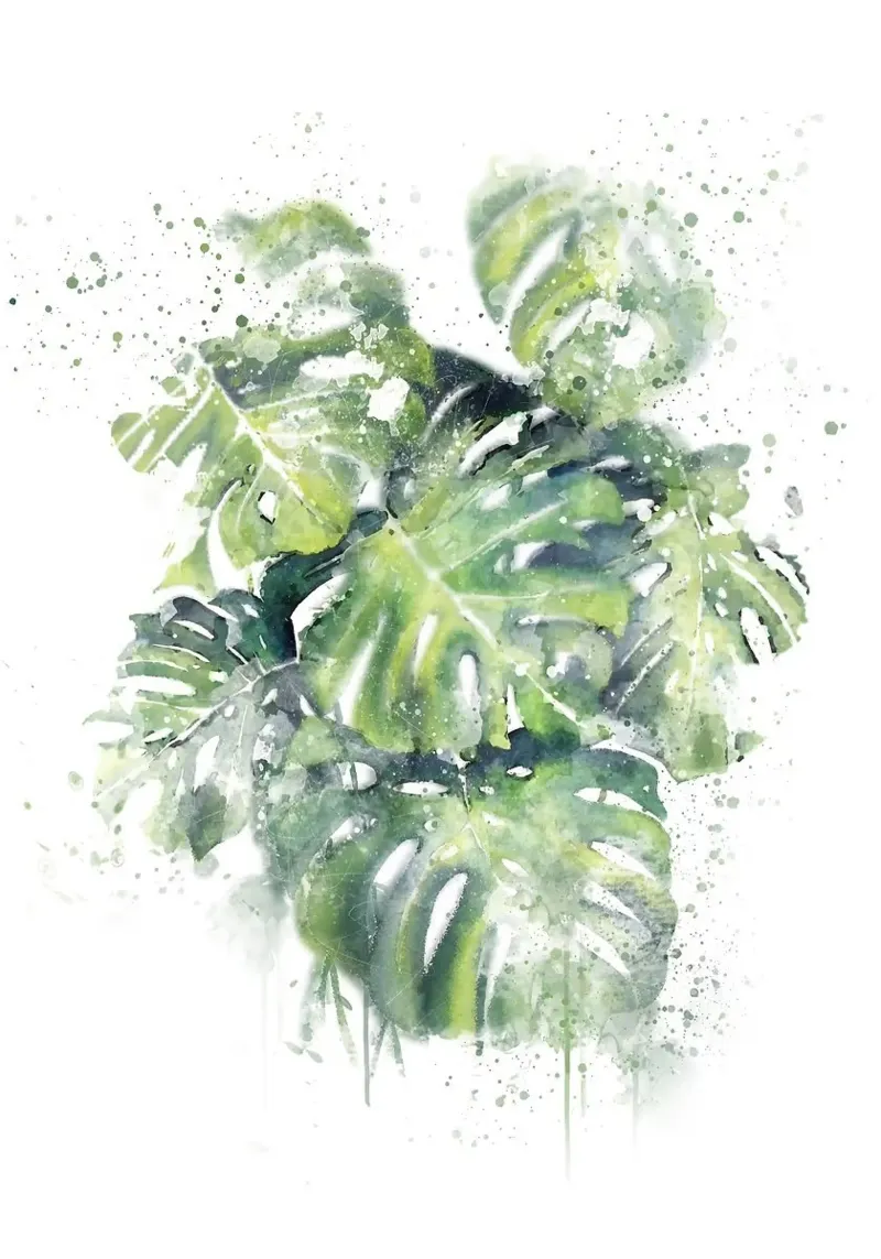 Foglie astratte di Monstera poster da Abstract Botanical Art