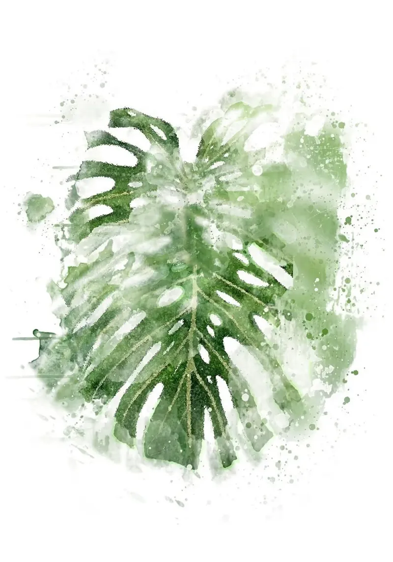 Foglie astratte di Monstera pellicola backlit da Abstract Botanical Art