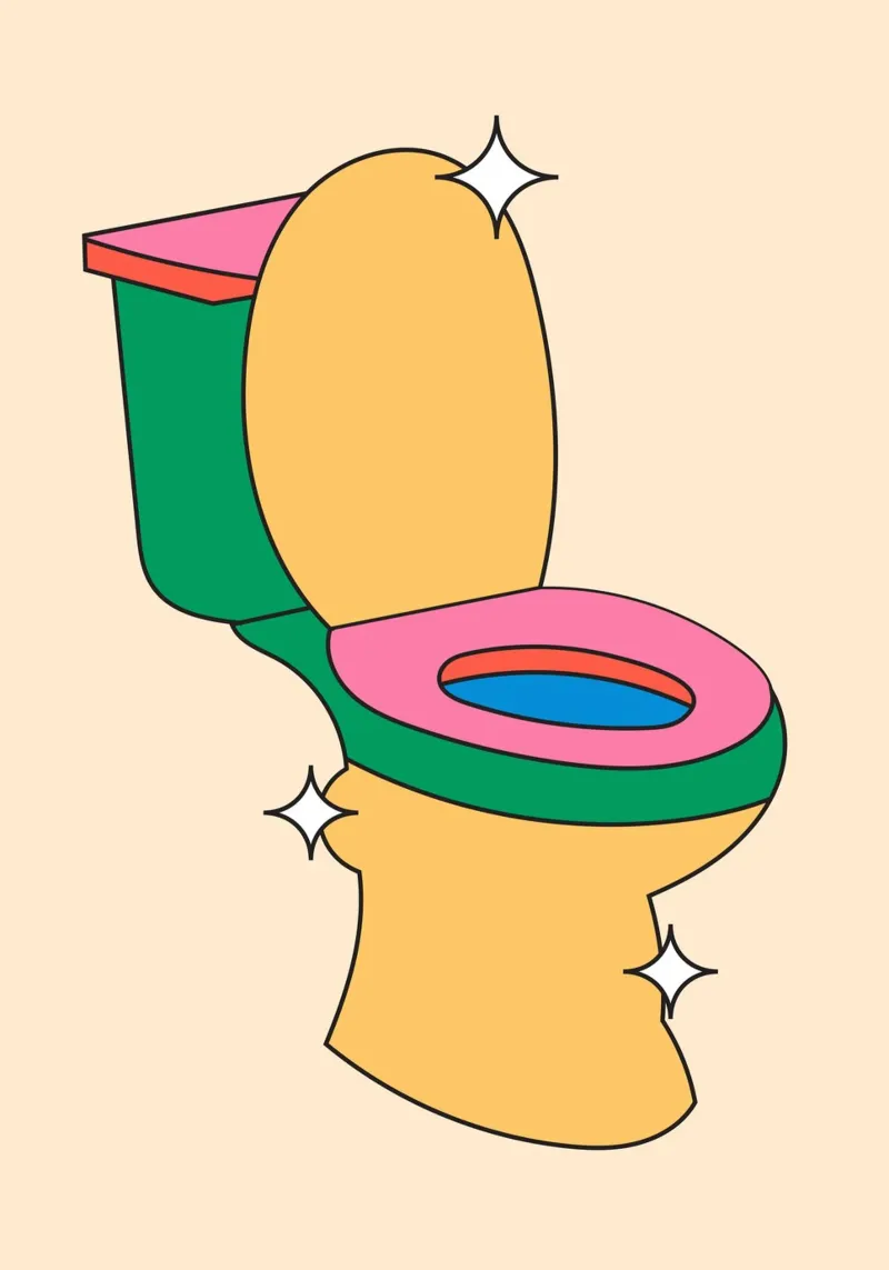Toilet Retro poster met kunststof frame van galihstudio